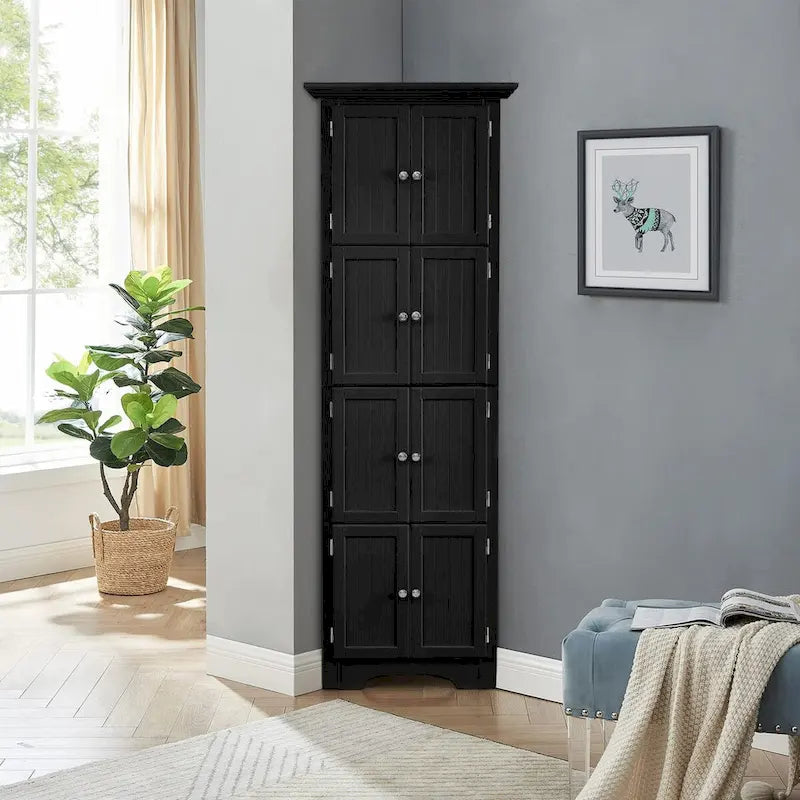 Tall Storage Cabinet with 4 Shelves for Living Room, Kitchen