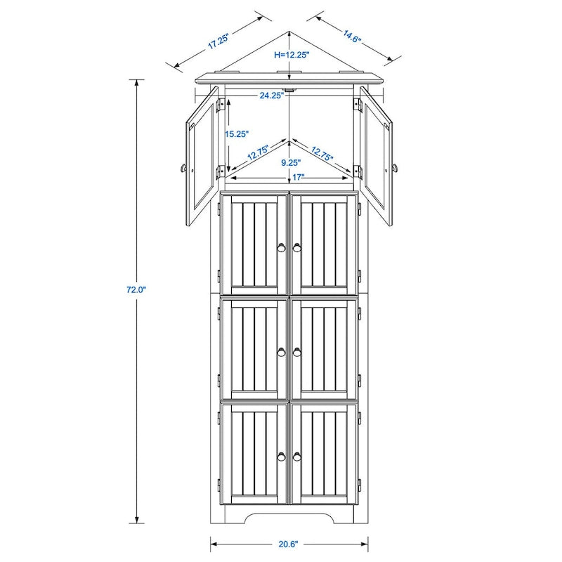 Tall Storage Cabinet with 4 Shelves for Living Room, Kitchen