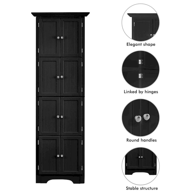 Tall Storage Cabinet with 4 Shelves for Living Room, Kitchen
