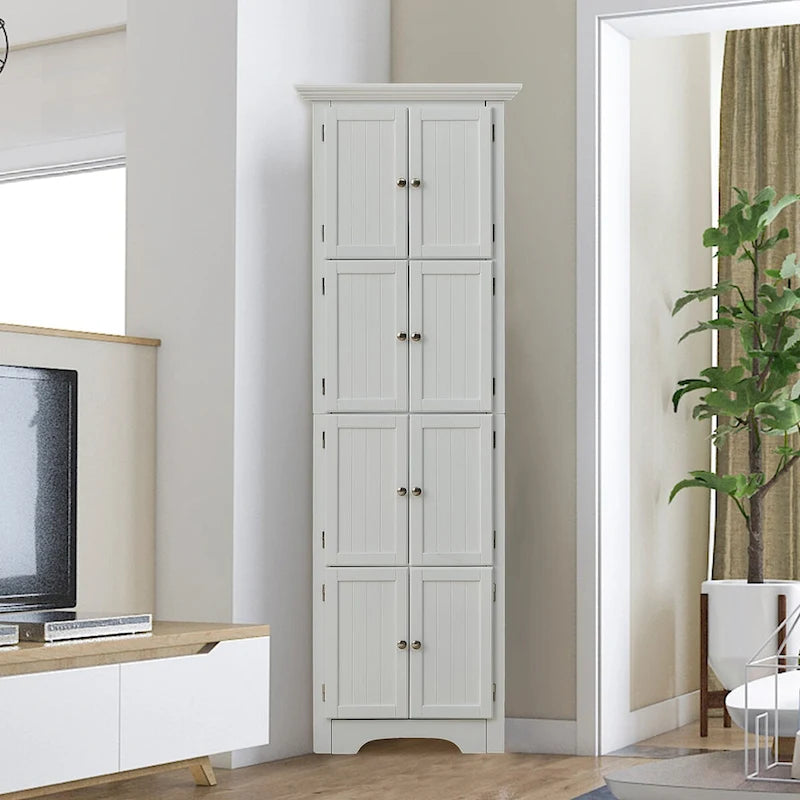 Tall Storage Cabinet with 4 Shelves for Living Room, Kitchen