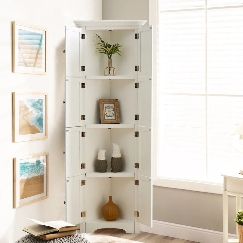 Tall Storage Cabinet with 4 Shelves for Living Room, Kitchen
