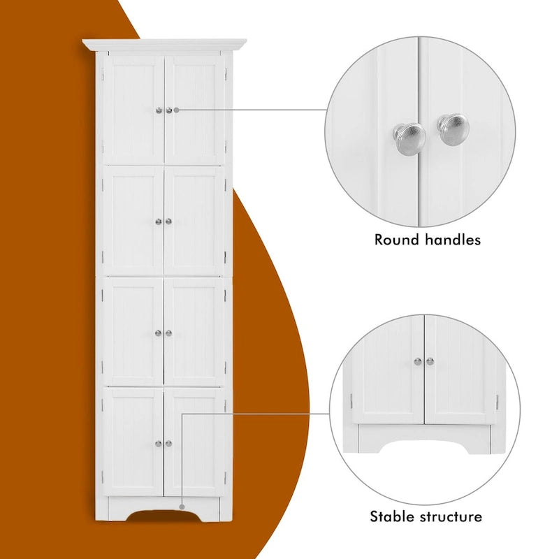 Tall Storage Cabinet with 4 Shelves for Living Room, Kitchen