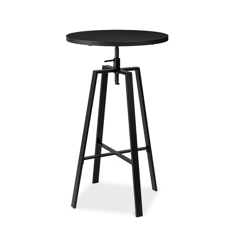 Glitzhome Industrial Wood Top Adjustable Swivel Round Pub Bar Table