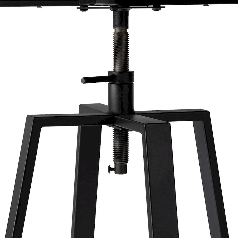 Glitzhome Industrial Wood Top Adjustable Swivel Round Pub Bar Table