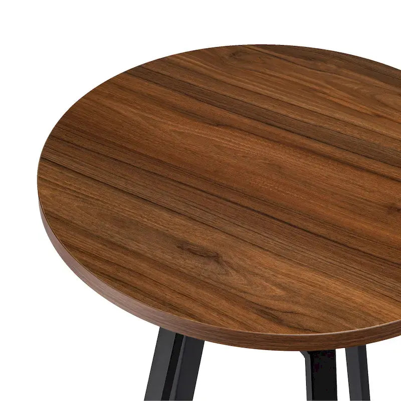 Glitzhome Industrial Wood Top Adjustable Swivel Round Pub Bar Table