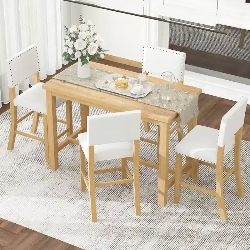 5-Piece Counter Height Dining Set with Table and 4 Chairs