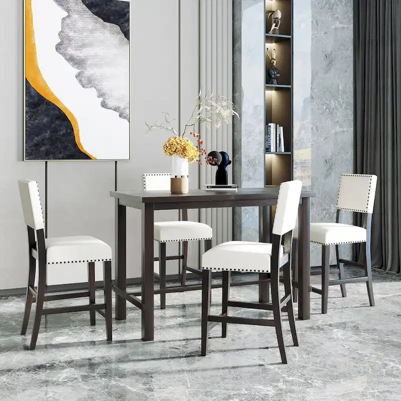 5-Piece Counter Height Dining Set with Table and 4 Chairs