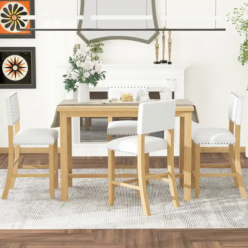 5-Piece Counter Height Dining Set with Table and 4 Chairs