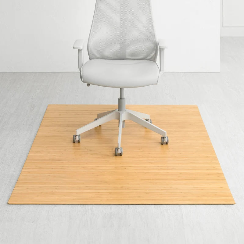 Jani Eco Bamboo Standard Rectangular Natural Chair Mat - (72 x 48), Eco-Friendly Chair Mat