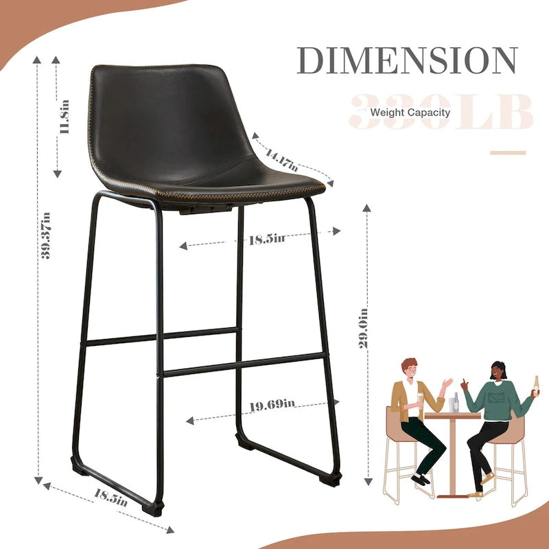 Leather 30 inch Leather Counter Height Bar Stools Bar Stools Set of 2