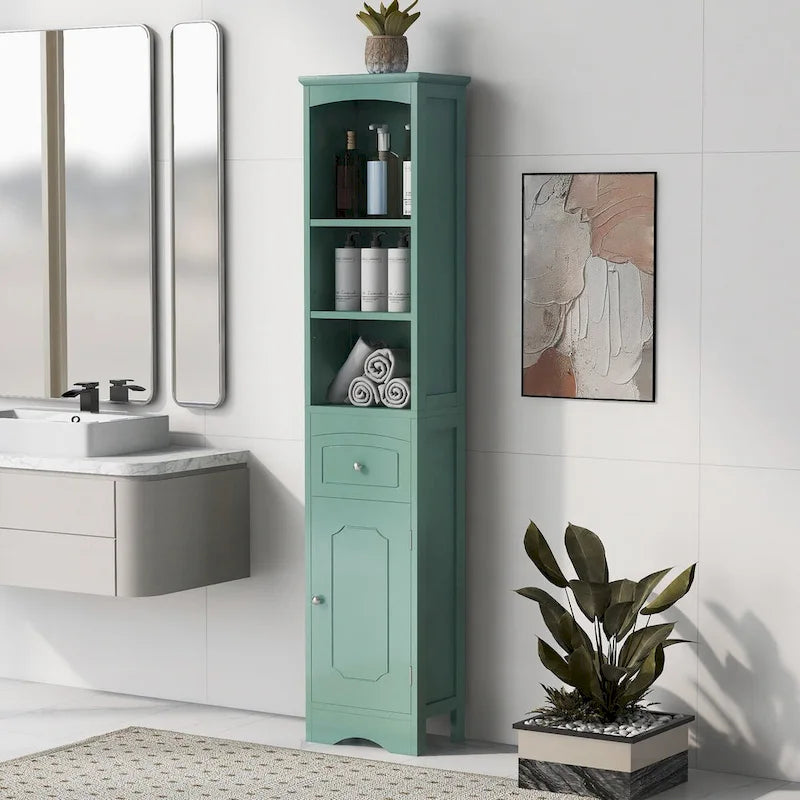 67 Tall Freestanding Bathroom Storage Cabinet with Doors and Adjustable Shelves - 68 Tall