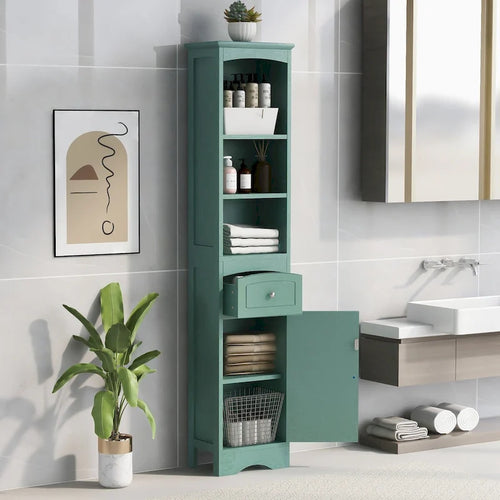 67 Tall Freestanding Bathroom Storage Cabinet with Doors and Adjustable Shelves - 68 Tall