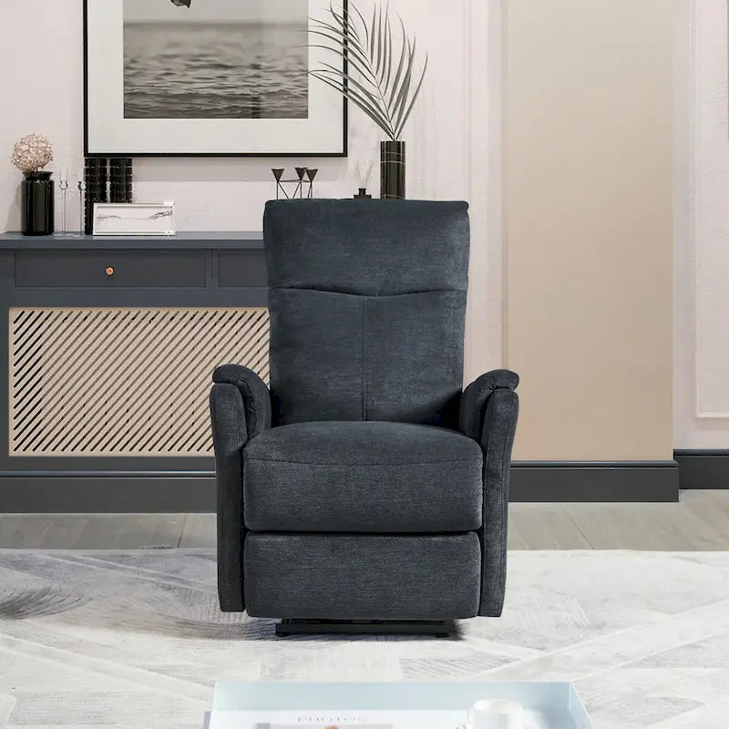 Kai Modern Blue Contemporary Power Recliner with Charger