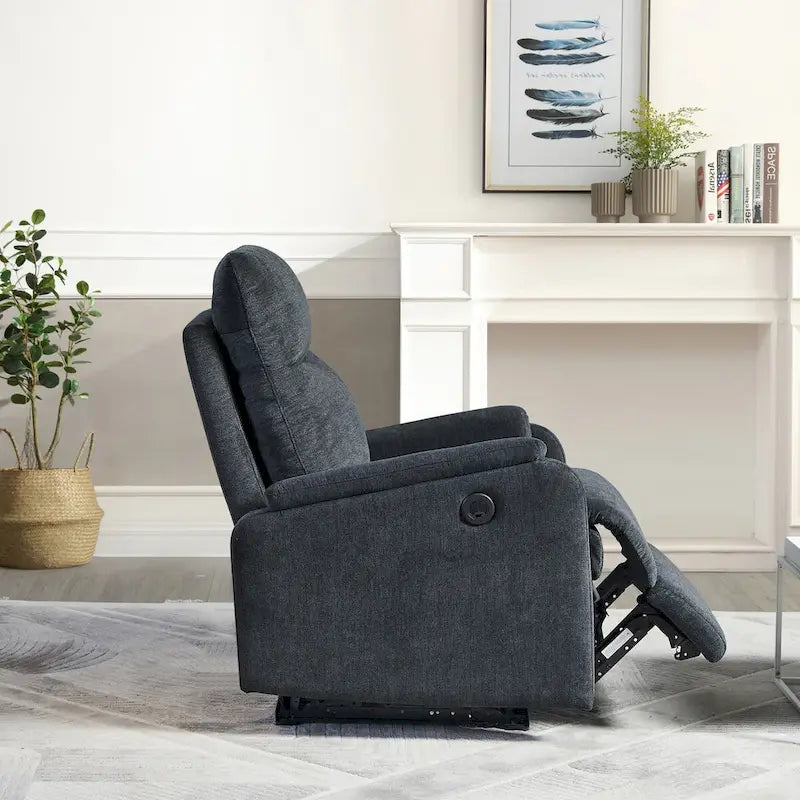 Kai Modern Blue Contemporary Power Recliner with Charger